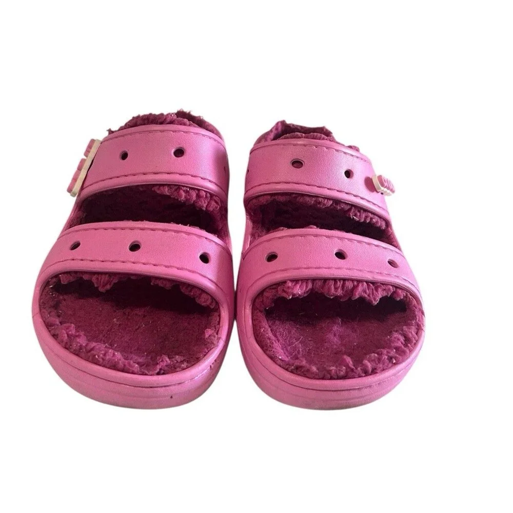 Crocs Saweetie Cozzzy Classic Womens 6 Pink Sherpa Lined Slip-On  Slides Sandals - Picture 6 of 11
